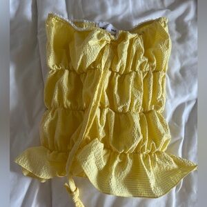 ERA ME Yellow Ruffled Sleeveless Top